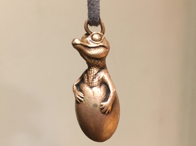 Baby Caiman Necklace in Natural Bronze