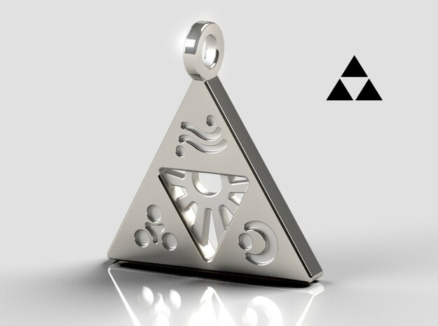 Zelda-Triforce Pendant in Polished Silver