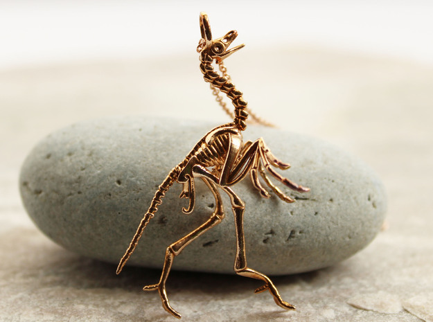 Archaeopteryx Pendant - Paleontology Jewelry in Natural Bronze