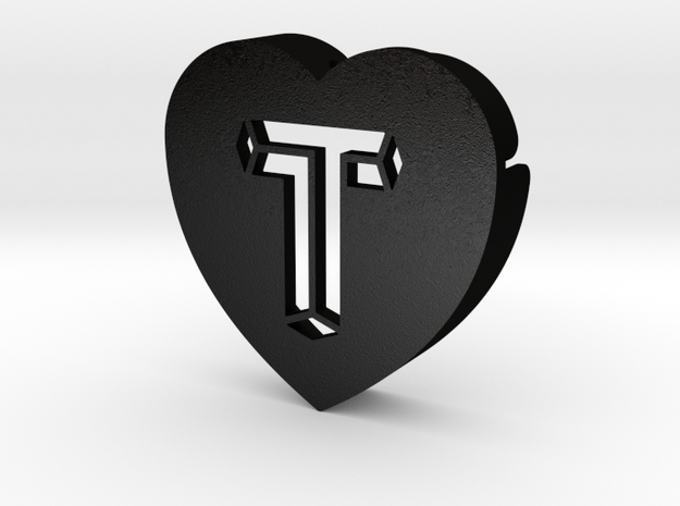 Heart shape DuoLetters print T in Matte Black Steel
