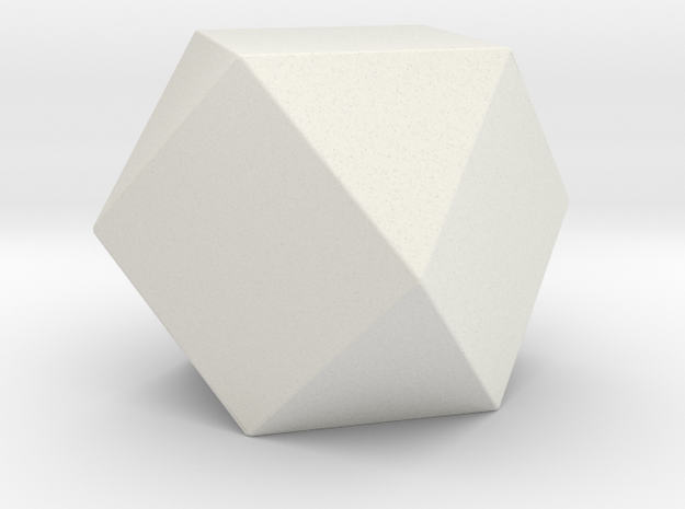 Cuboctahedron - 1 Inch - Rounded V1 in White Natural Versatile Plastic