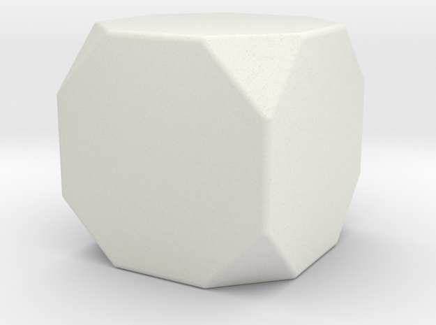 Truncated Cube - 1 Inch - Rounded V2 in White Natural Versatile Plastic