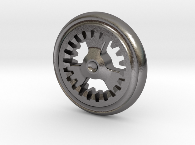 Gear Coin Top in Polished Nickel Steel
