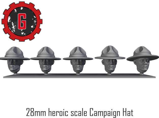 28mm Heroic Scale Campaign Hat in Tan Fine Detail Plastic: Small