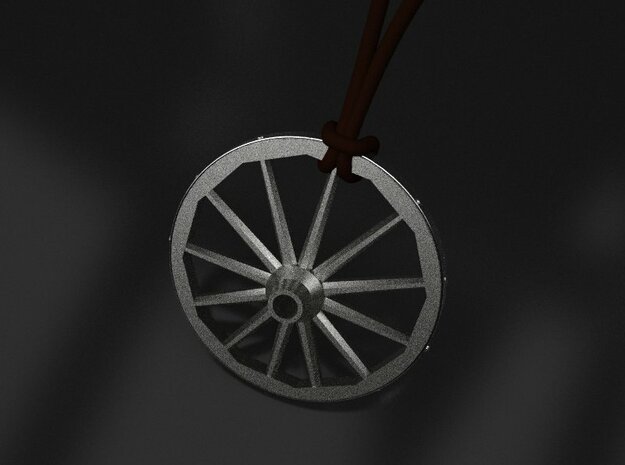 eccentric wheel pendant - original in Polished Bronzed-Silver Steel