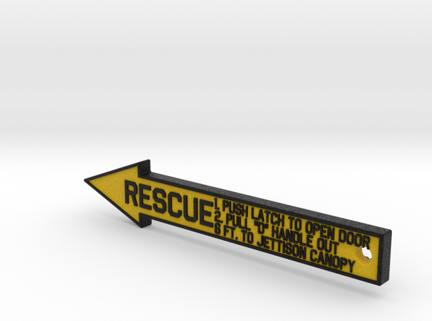 4 inch KeyChain RESCUE Black-Yellow Sign in Full Color Sandstone