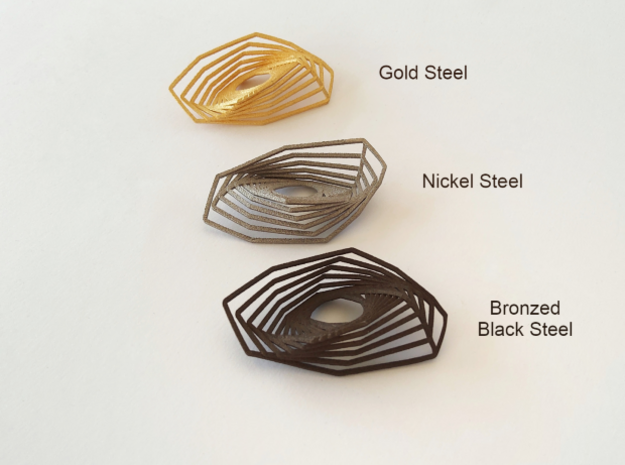 Swirl Volute Pendant in Polished Bronzed-Silver Steel