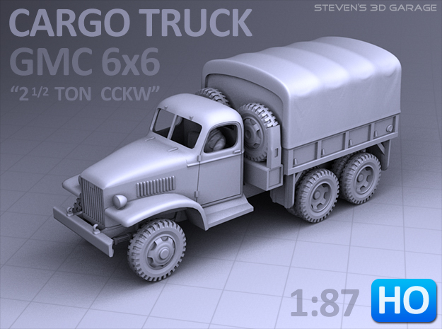 GMC 6x6 Truck (No Winch) - (1:87 HO) in Tan Fine Detail Plastic