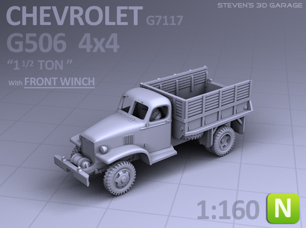 Chevrolet G506 4x4 Truck (front-winch) - (N scale) in Tan Fine Detail Plastic