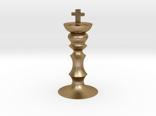 Tiny chess king in Polished Gold Steel