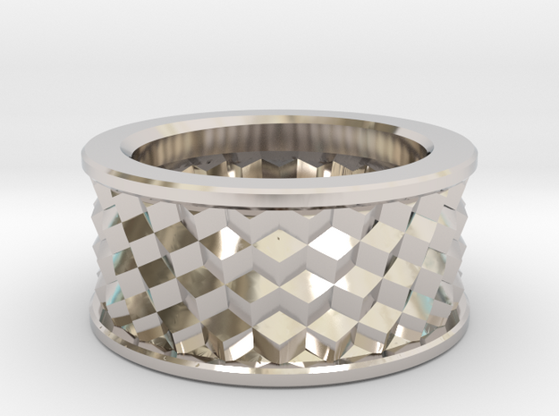 Cubic Ring in Rhodium Plated Brass: 10 / 61.5