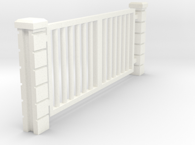Rod Iron Vehicle Gate - (32nd Scale) in White Processed Versatile Plastic: 1:32