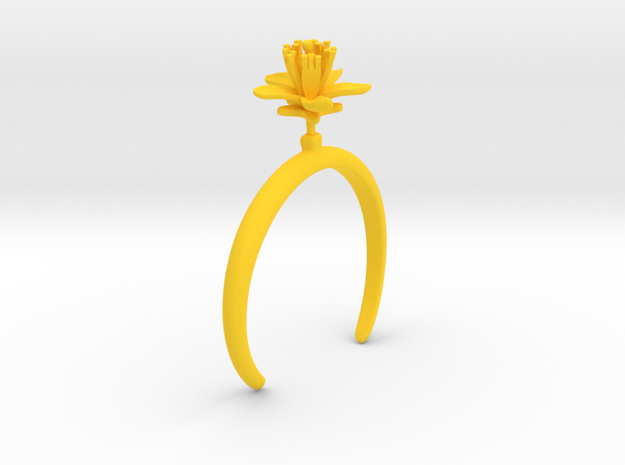 Bracelet with one large flower of the Lemon in Yellow Processed Versatile Plastic: Medium
