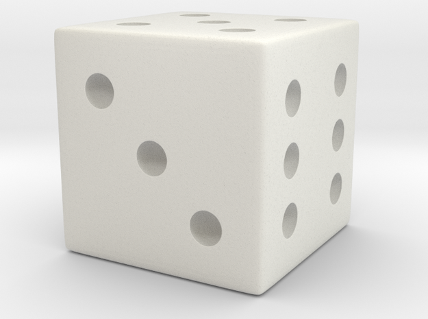 Customizable Loaded/Weighted/Rigged Die/Dice in White Natural Versatile Plastic: Small