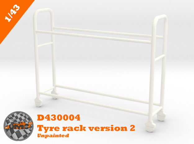 OMCD430004 Tyre rack version 2 (1/43) in White Processed Versatile Plastic