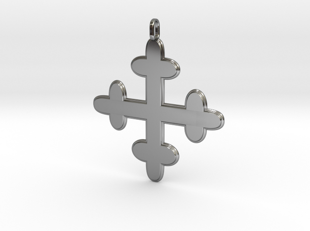 croix des templiers - Templar cross in Fine Detail Polished Silver