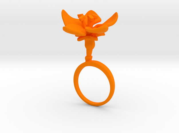Ring with one large open flower of the Apple in Orange Processed Versatile Plastic: 7.25 / 54.625