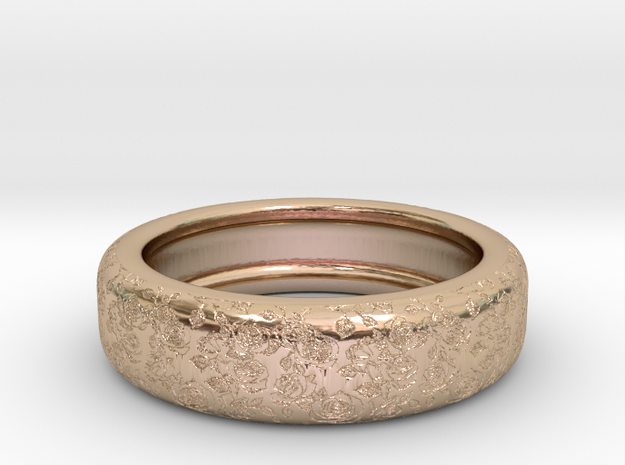 Rose Engraved Ring V2 in 14k Rose Gold Plated Brass