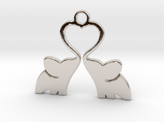 Elephant Heart Pendant in Rhodium Plated Brass