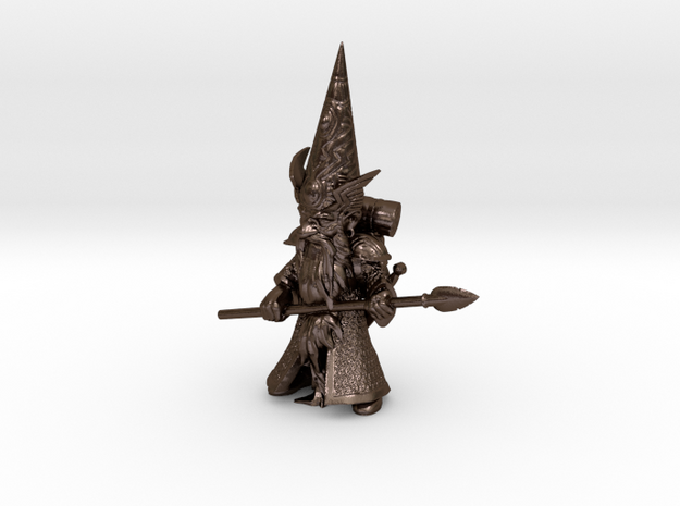 Guardin'Gnome with Spear in Polished Bronze Steel