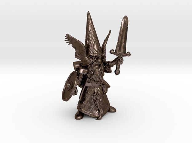 6" Guardin'Gnome with Sword in Polished Bronze Steel