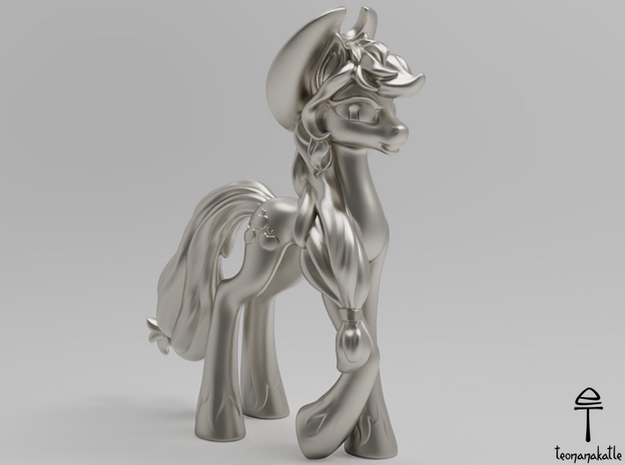 Applejack MLP (Au, Ag, Pt, Bronze, Brass) in Fine Detail Polished Silver