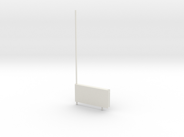 Wall M with Flag post in White Natural Versatile Plastic