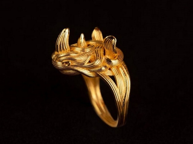 the Rhinoceros Ring  in 18k Gold Plated Brass: 7.5 / 55.5