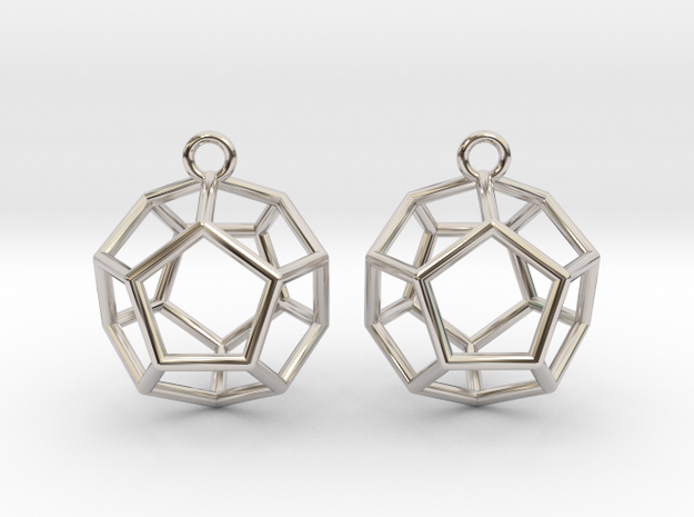Dodecahedron Earrings in Rhodium Plated Brass