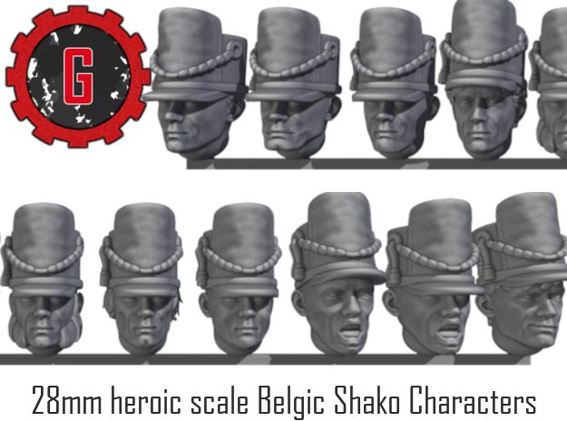 28mm heroic scale characterful Belgic Shakos in Tan Fine Detail Plastic: Small