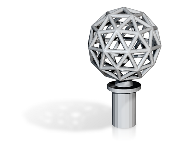 Finial Plug - geodesic sphere in White Natural Versatile Plastic
