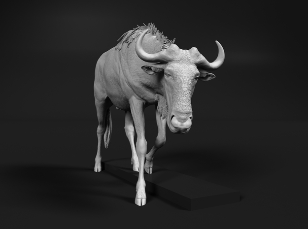 Blue Wildebeest 1:25 Male on uneven surface 1 in White Natural Versatile Plastic