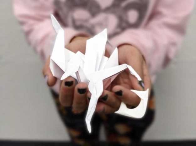Origami Creasing Ring in White Natural Versatile Plastic
