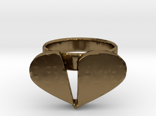 Broken Heart Ring in Polished Bronze
