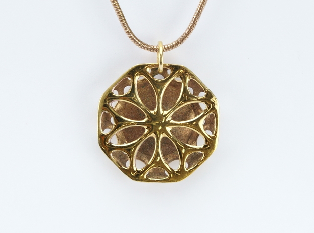 Abstract Flower Pendant in 14k Rose Gold Plated Brass