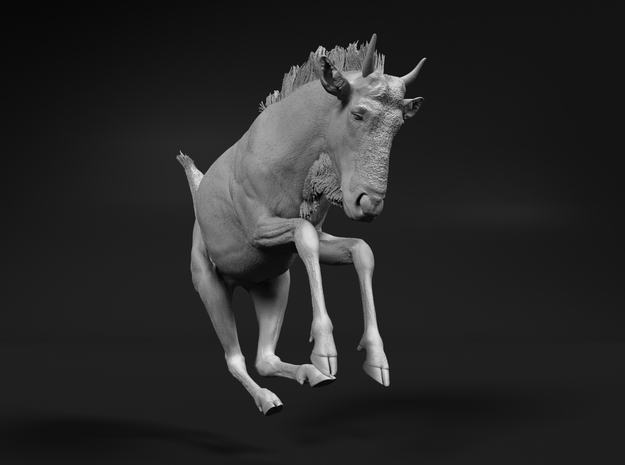 Blue Wildebeest 1:15 Leaping Juvenile in White Natural Versatile Plastic