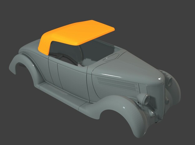 1935-36 Ford Coupe Soft Top (Multiple Scales) in White Natural Versatile Plastic: 1:16