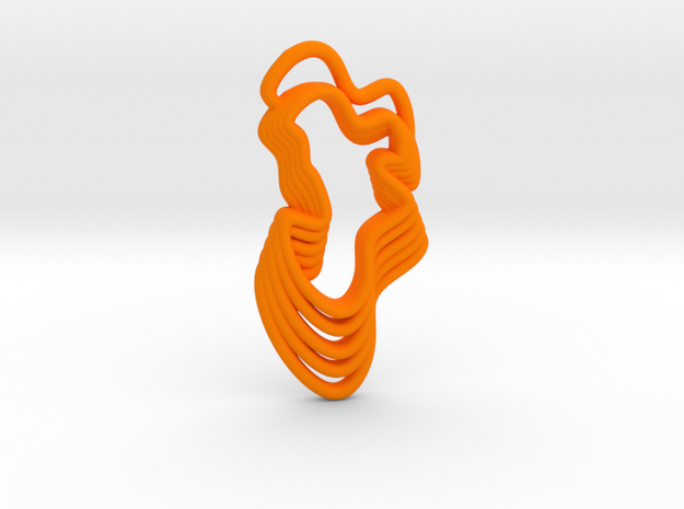 Waves Pendant in Orange Processed Versatile Plastic
