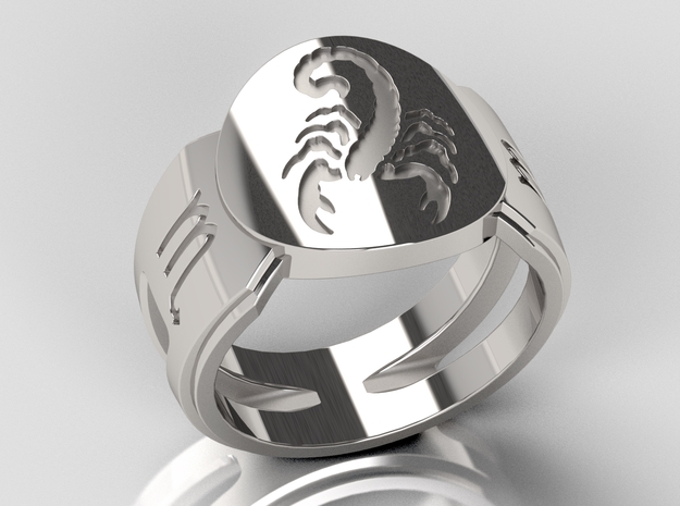 Scorpio Signet Ring Lite in Polished Silver: 10 / 61.5