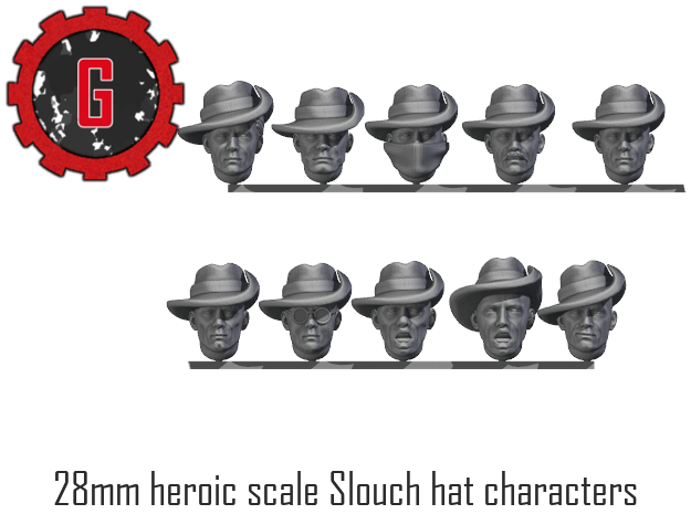 28mm Heroic Scale Characterful Slouch hats in Tan Fine Detail Plastic: Small