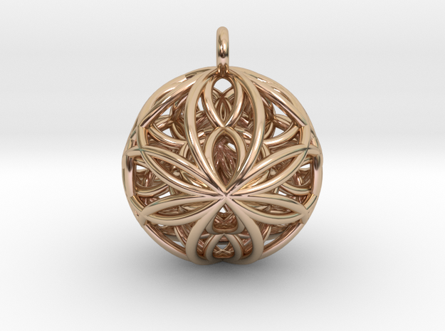 fire air pendant double in 14k Rose Gold Plated Brass