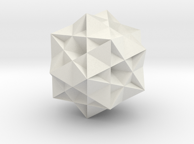 Great Ditrigonal Icosidodecahedron - 1 Inch in White Natural Versatile Plastic