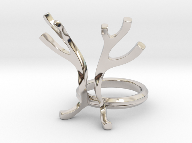 Antlers ring (all sizes) in Rhodium Plated Brass: 6.5 / 52.75