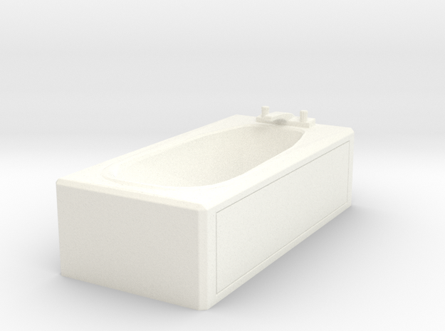 Miniature Dollhouse Bathtub in White Processed Versatile Plastic: 1:24