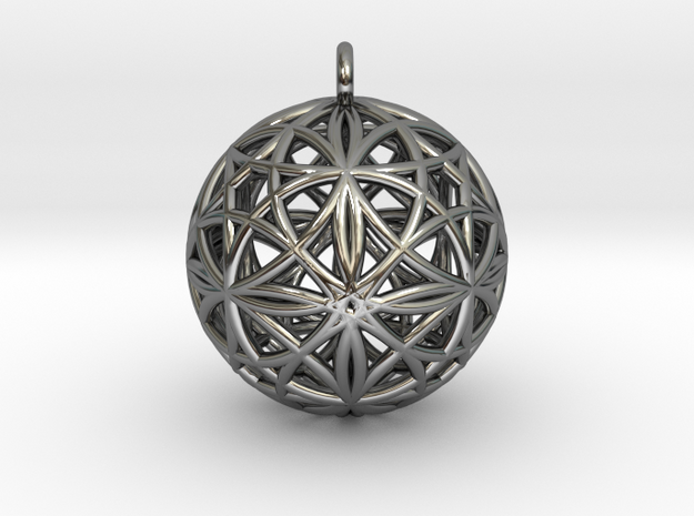 cube 4d evo pendant in Fine Detail Polished Silver
