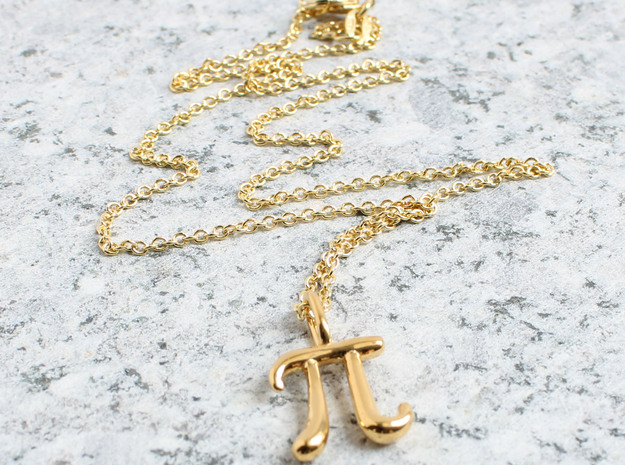 Pi Pendant - Math Jewelry in 14k Gold Plated Brass