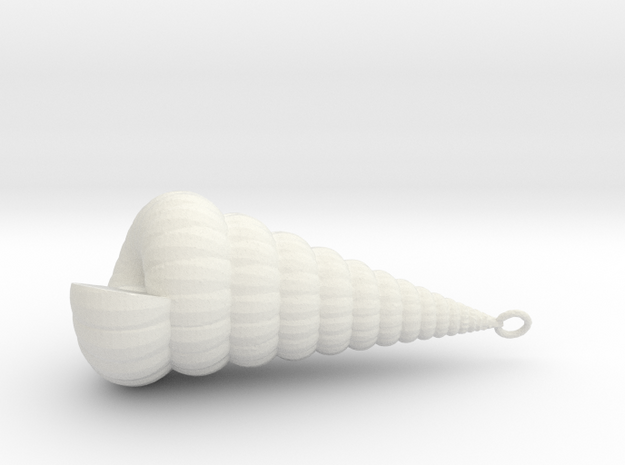 Clamshell - Mollusc Shell Charm 3D Model - Pendant in White Natural Versatile Plastic