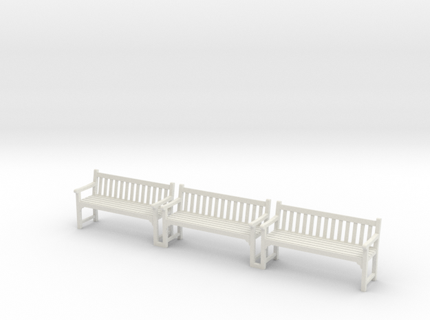 Park Bench Scale 1:55 Set in White Natural Versatile Plastic