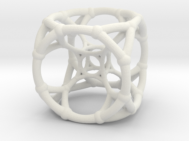 4d Polytope Bead - Multidimensional Math Art Penda in White Natural Versatile Plastic