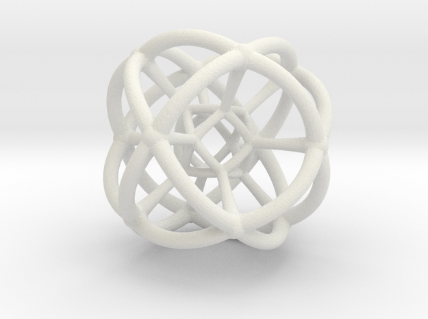 4d Geometric Bead - Hypersphere Math Art Pendant 3 in White Natural Versatile Plastic